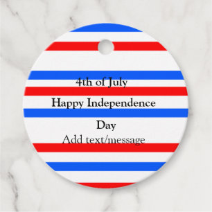 Red blue stripes independence day 4th of July  Favour Tags