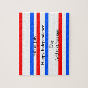Red blue stripes independence day 4th of July  Jigsaw Puzzle