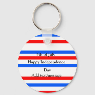 Red blue stripes independence day 4th of July  Keychain