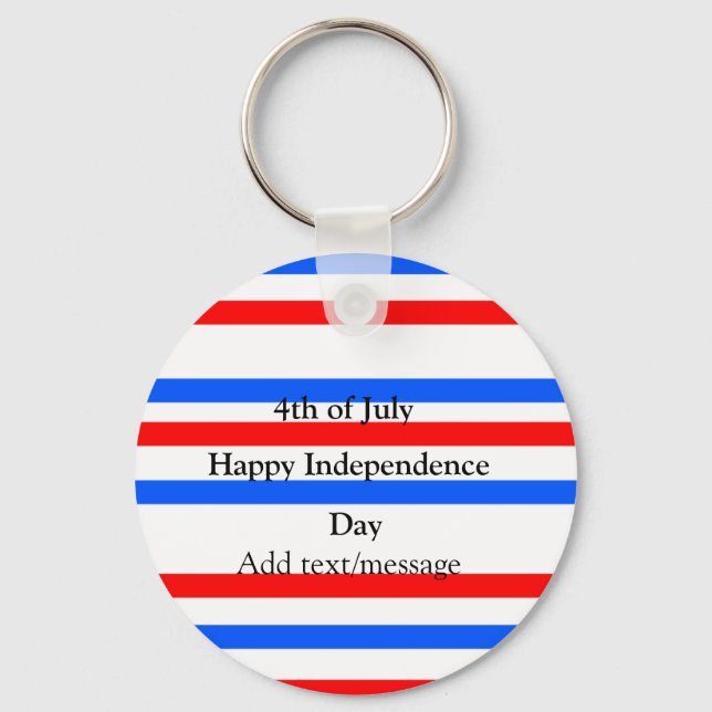 Red blue stripes independence day 4th of July  Keychain (Front)