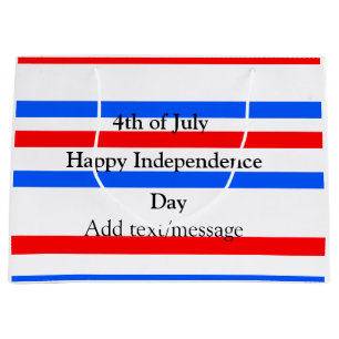 Red blue stripes independence day 4th of July Large Gift Bag