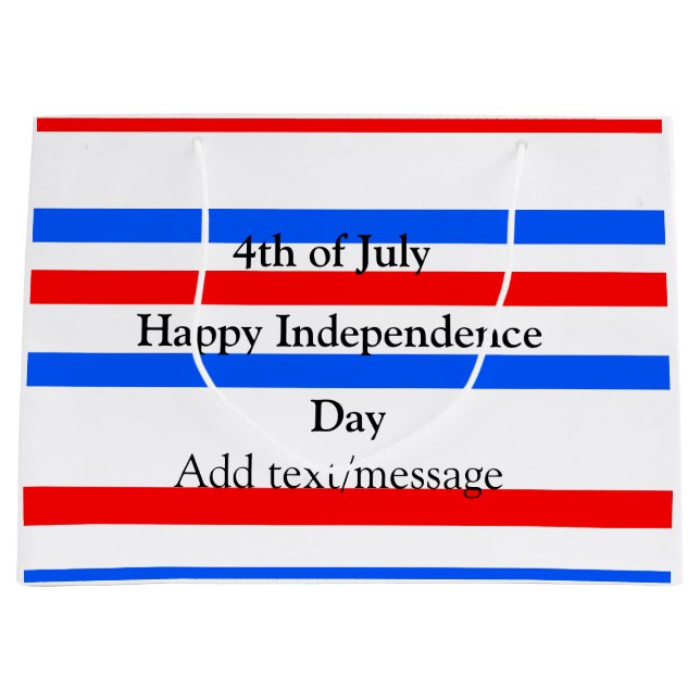 Red blue stripes independence day 4th of July  Large Gift Bag (Front)