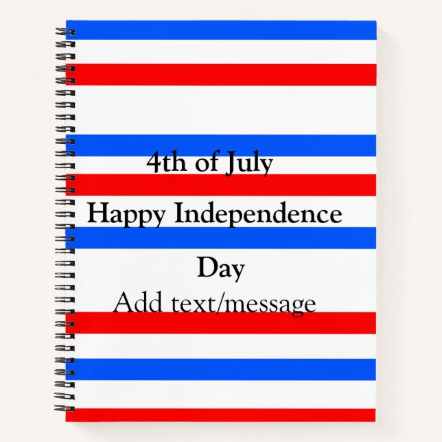 Red blue stripes independence day 4th of July  Notebook (Front)