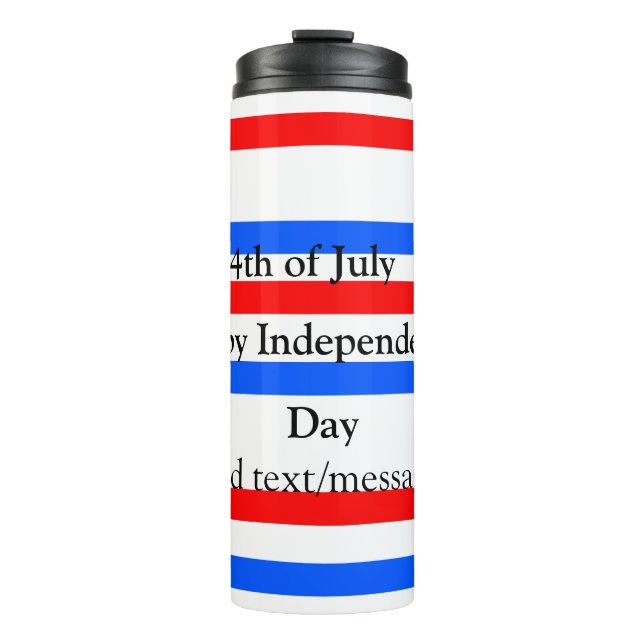 Red blue stripes independence day 4th of July  Thermal Tumbler (Front)