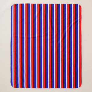 Red Blue Stripes Pattern Design Sherpa Blanket