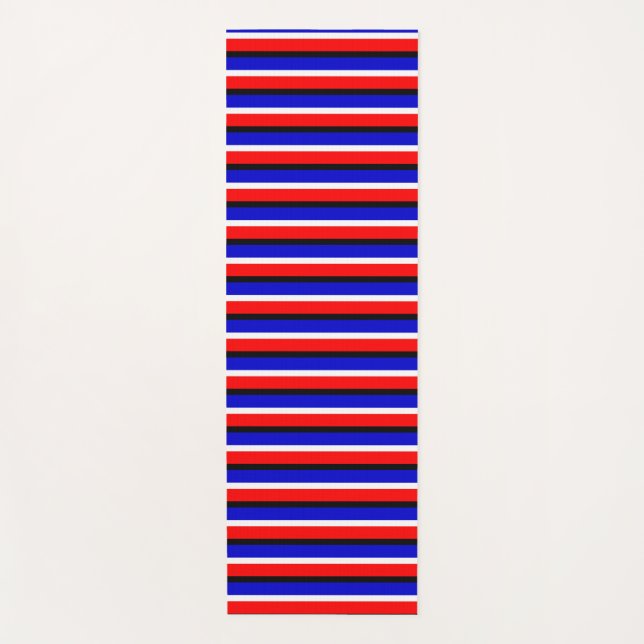Red Blue Stripes Pattern Design Yoga Mat (Front)