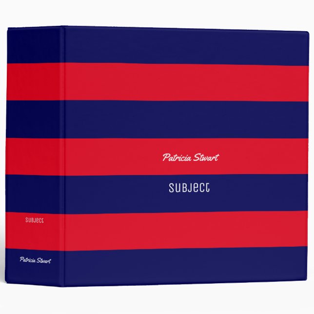 red & blue stripes with name and subject binder (Front/Spine)