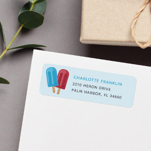 Red & Blue Summer Popsicle Return Address