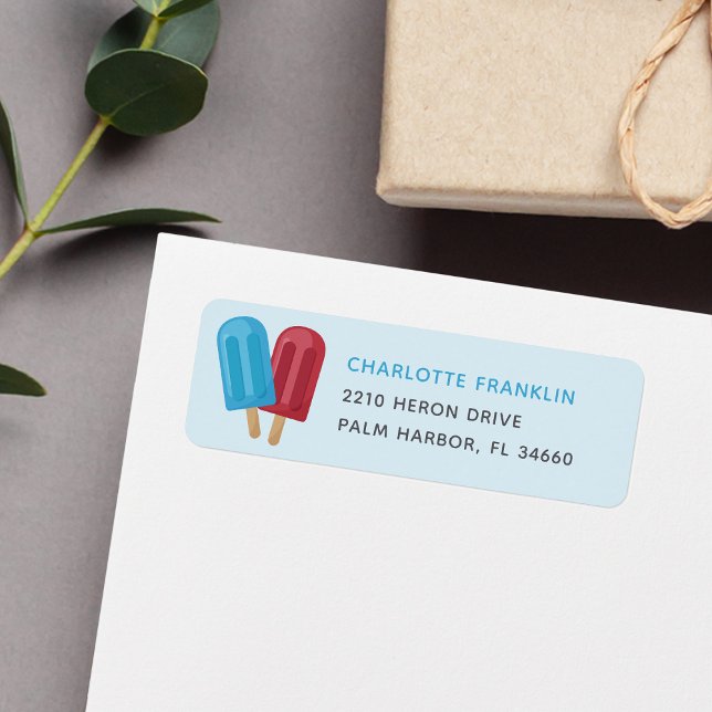 Red & Blue Summer Popsicle Return Address (Creator Uploaded)
