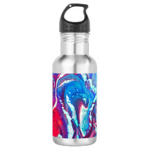 Red Blue Swirl Water Bottle