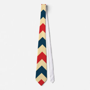 Red Blue Tan Chevron Zigzag Pattern Tie
