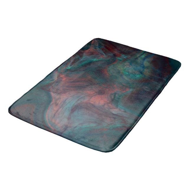 red, blue, teal and Purple Marble abstract Bath Mat (Angled)