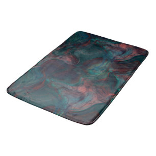 red, blue, teal and Purple Marble abstract Bath Mat