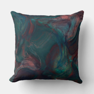 red, blue, teal and Purple Marble abstract Throw Pillow