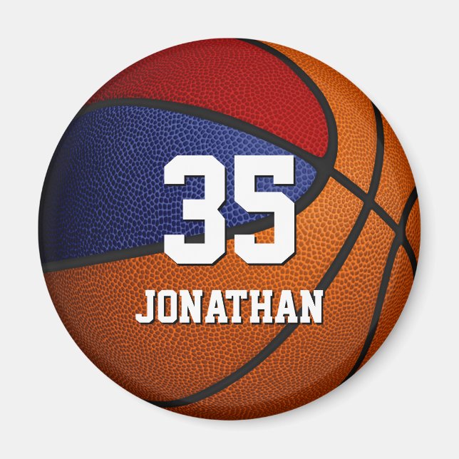 red blue team colours basketball party favours magnet (Front)