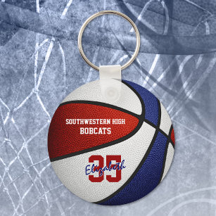 red blue team colours basketball sports gifts keychain