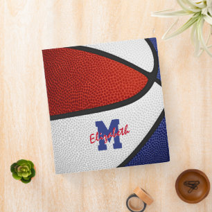 red blue team colours girls boys basketball binder