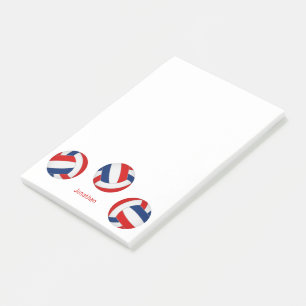 red blue team colours personalized volleyball post-it notes