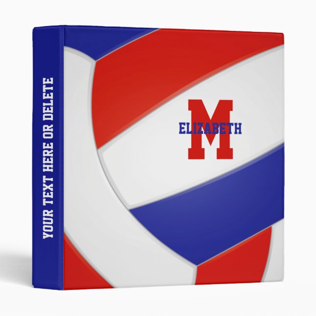 red blue team sports girls boys volleyball binder (Front/Spine)