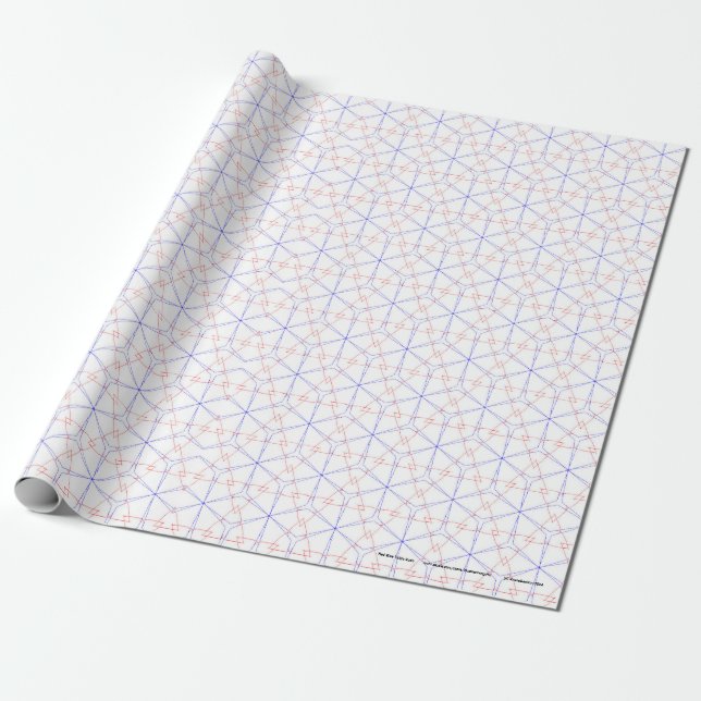 Red Blue Tulip Buds Wrapping Paper (Unrolled)
