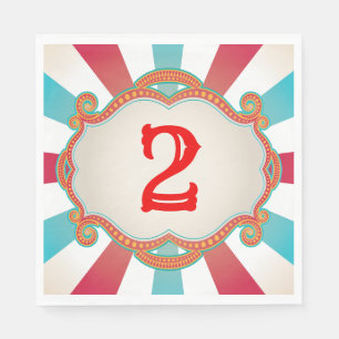Red Blue Vintage Circus Birthday Napkin
