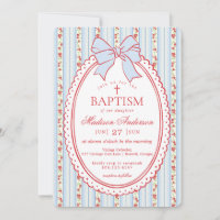 Red & Blue Vintage Fancy Floral Baptism
