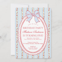 Red & Blue Vintage Fancy Floral Birthday Party