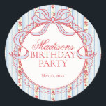Red & Blue Vintage Fancy Floral Birthday Seal<br><div class="desc">A charming blend of vintage elegance and playful femininity, this party decor collection features soft preppy florals paired with delicate coquette bows. Designed to feel timeless yet fresh, each piece brings a sweet, polished touch to your celebration. ★ Let me help you plan your next party! ★ If you need...</div>