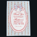 Red Blue Vintage Fancy Floral Bridal Shower Favors Medium Gift Bag<br><div class="desc">A charming blend of vintage elegance and playful femininity, this party decor collection features soft preppy florals paired with delicate coquette bows. Designed to feel timeless yet fresh, each piece brings a sweet, polished touch to your celebration. ★ Let me help you plan your next party! ★ If you need...</div>