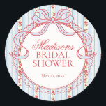 Red & Blue Vintage Fancy Floral Bridal Shower Seal<br><div class="desc">A charming blend of vintage elegance and playful femininity, this party decor collection features soft preppy florals paired with delicate coquette bows. Designed to feel timeless yet fresh, each piece brings a sweet, polished touch to your celebration. ★ Let me help you plan your next party! ★ If you need...</div>