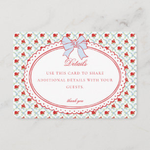 Red & Blue Vintage Fancy Floral Detail Card Invite