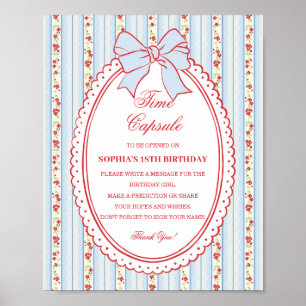 Red & Blue Vintage Fancy Floral Time Capsule Game Poster