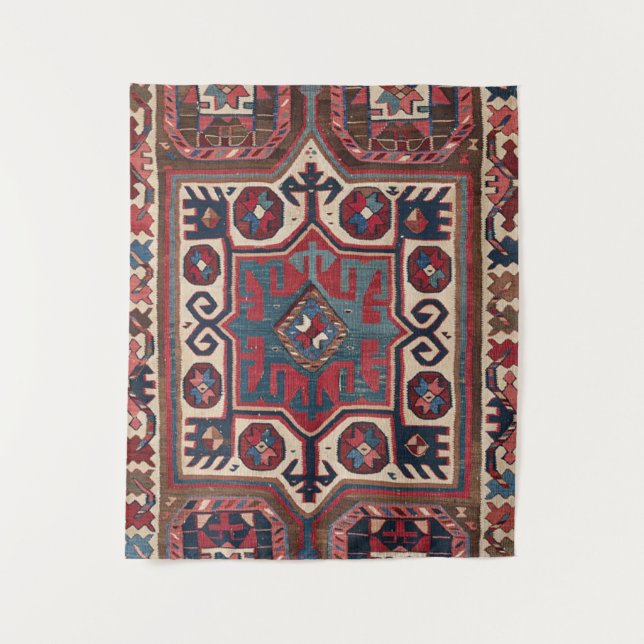 Red Blue Western Santa Fe Cowboy Ornate  Tapestry (Front)