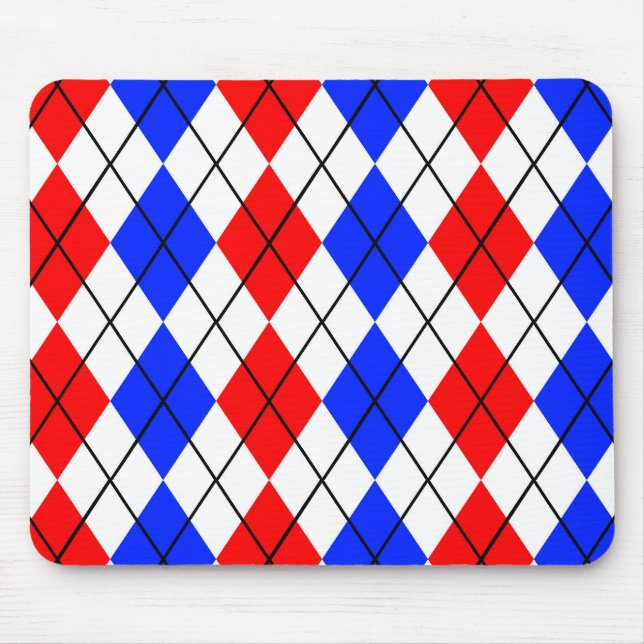 Red Blue White Argyle Diamond Pattern Design  Mouse Pad (Front)