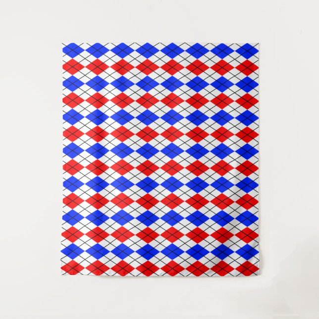 Red Blue White Argyle Diamond Pattern Design  Tapestry (Front)