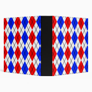 Red Blue White Argyle Plaid Design Binder