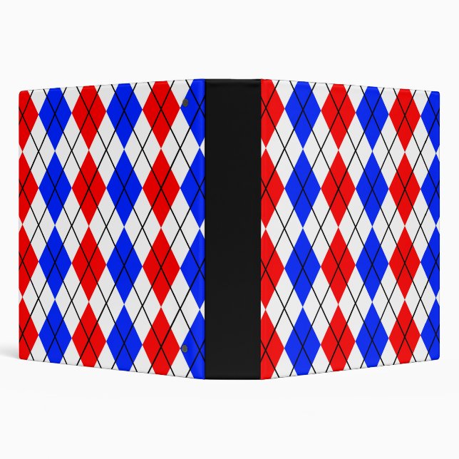 Red Blue White Argyle Plaid Design  Binder (Background)