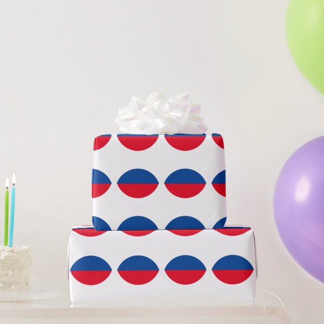 Red Blue White Custom Colours Geometric Patterns Wrapping Paper (Party Gifts)