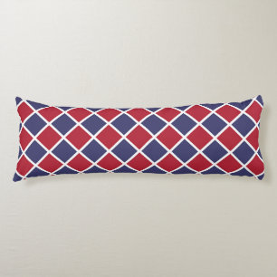 Red Blue White Harlequin Diamond Chequered Pattern Body Pillow