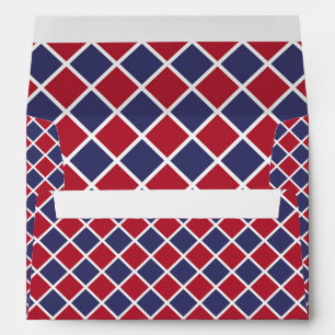 Red Blue White Harlequin Diamond Chequered Pattern Envelope