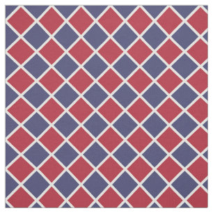 Red Blue White Harlequin Diamond Chequered Pattern Fabric