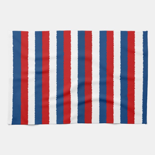 Red Blue White Pattern Kitchen Towel (Horizontal)