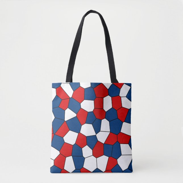 Red Blue White Pattern Tote Bag (Front)