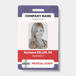 Red Blue White Photo Barcode Logo Medical Staff Badge