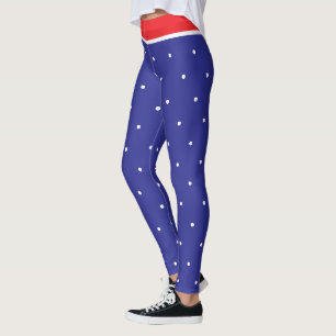 Red Blue White Polka Dots Leggings