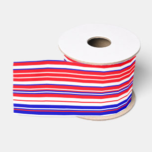 Red Blue White Stripes Cool Modern Unisex Pattern Grosgrain Ribbon