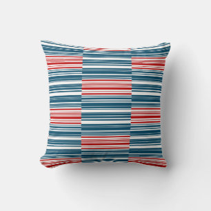 Red Blue White Stripes Throw Pillow