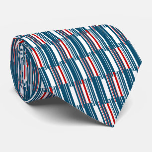 Red Blue White Stripes  Tie
