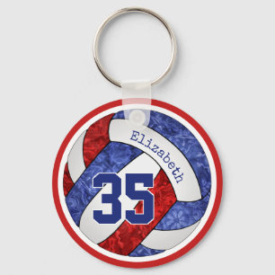 red blue white team colours custom volleyball keychain