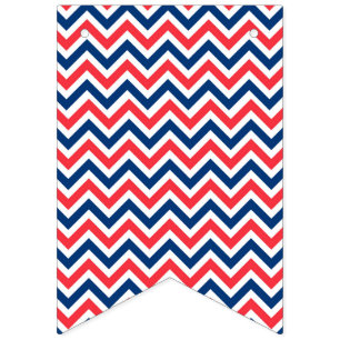 Red Blue White Zig Zag Lines Geometric Baseball Bunting Flags